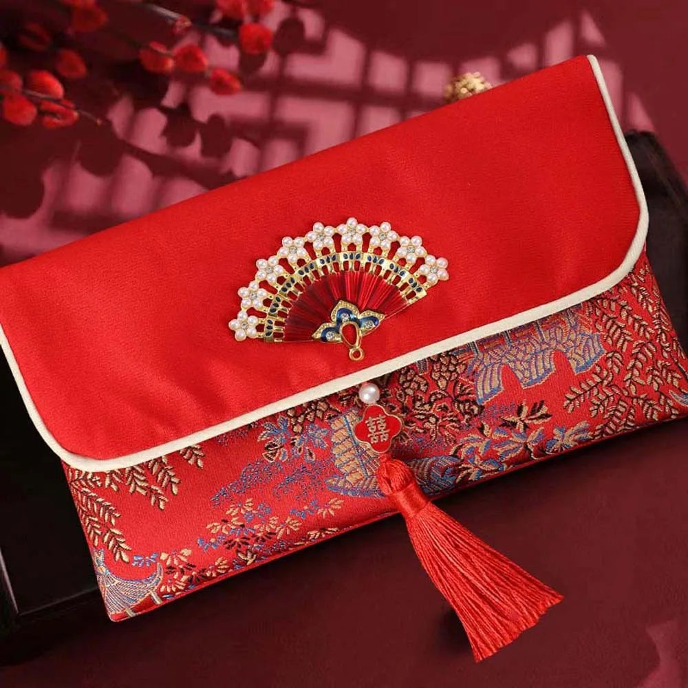 2025 Lunar New Year Brocade Red Envelope HongBao with Tassel