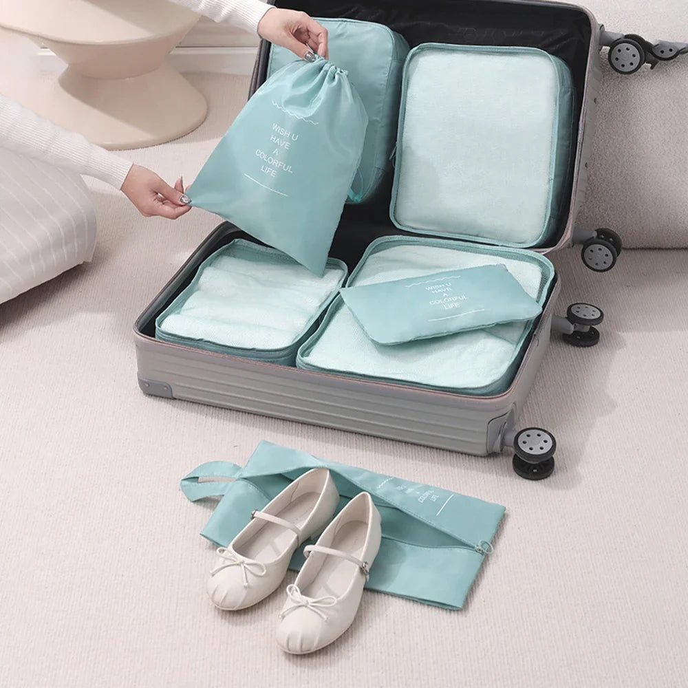 7-Piece Travel Storage Bag Large Capacity Luggage Organizer Clothes