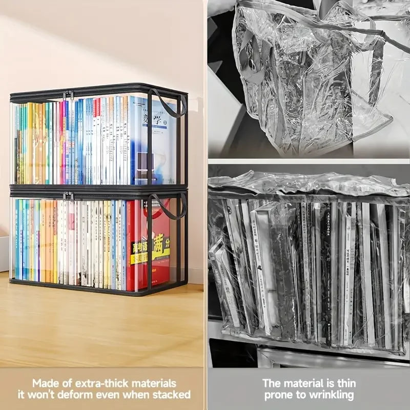 Clear PVC Storage Box Flip-top Lid View Window Multi-use Organizer