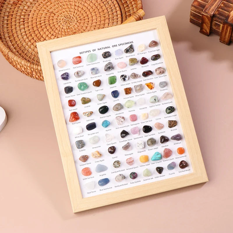 80-Piece Natural Mineral Specimen Collection – Crystal & Agate Set