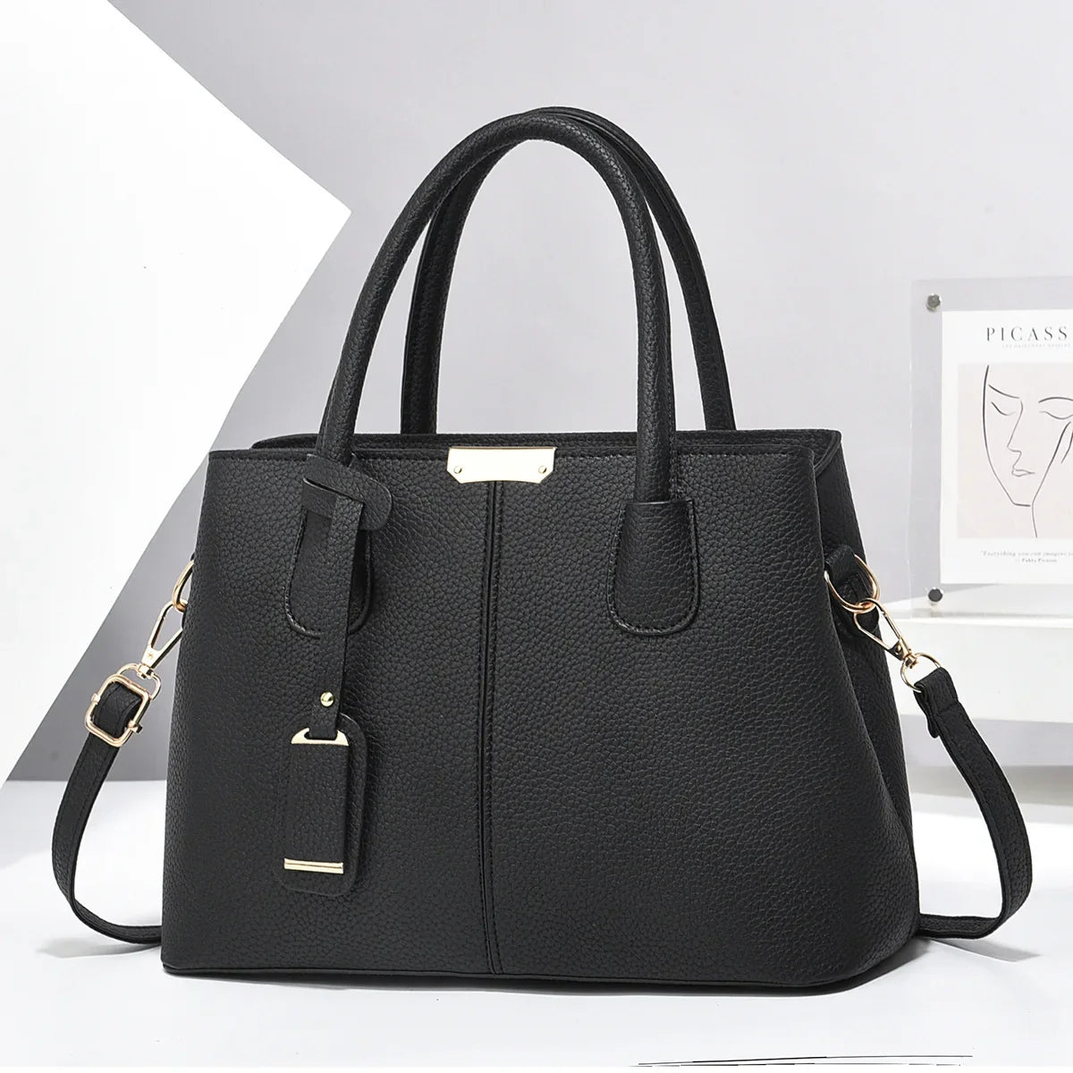 Women's PU Leather Tote Bag – Large Shoulder & Crossbody Purse