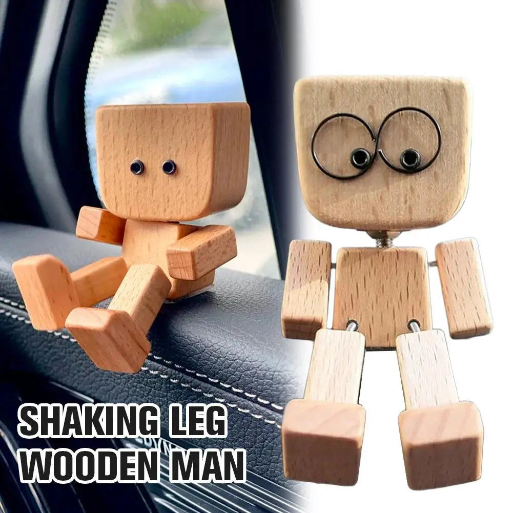 Shaking Wooden Man Figurine – Funny Car Dashboard Ornament