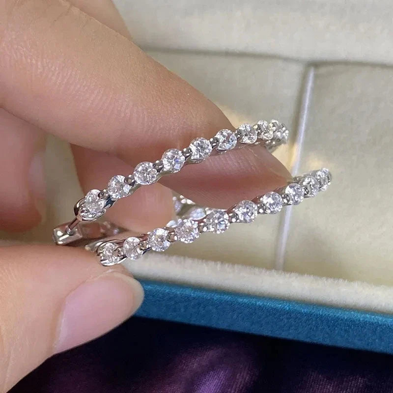 Huitan Silver Hoop Earrings – Cubic Zirconia Circle Jewelry