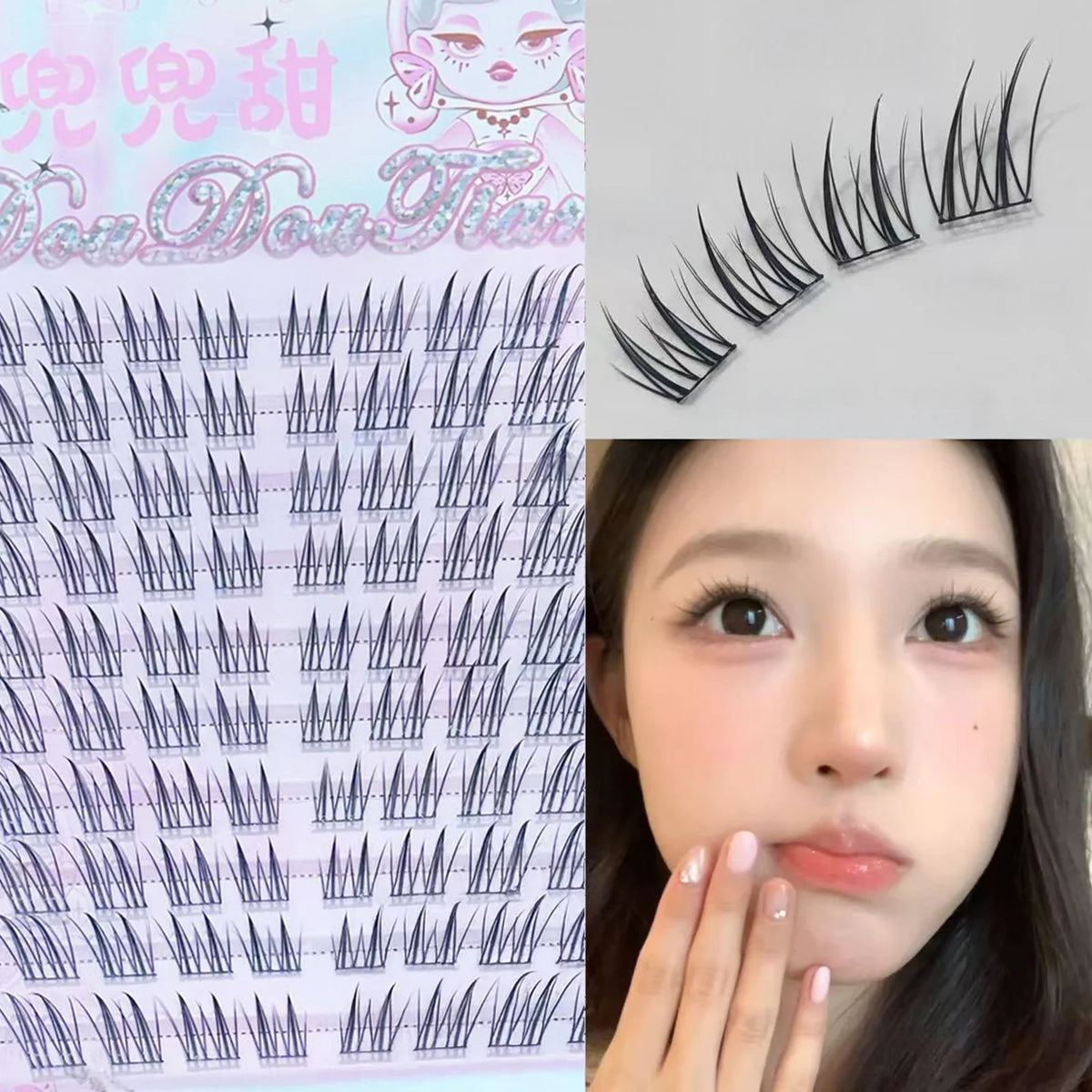 Natural Cluster False Eyelashes | 9–11mm Black C Curl Lash Set
