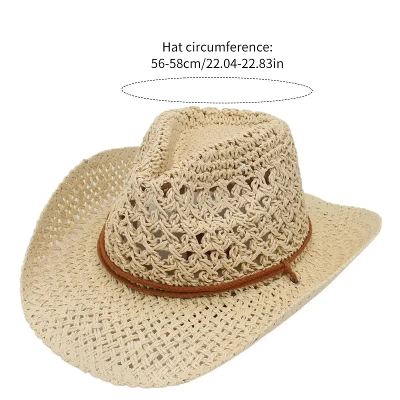 Women's Foldable Straw Cowboy Hat | Wide Brim Beach Sun Hat