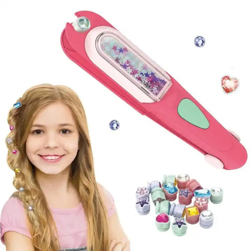 Automatic Hair Braiding & Gem Stamper Toy Kit for Girls