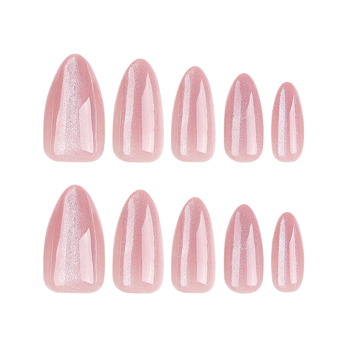 24pc Nude Pink Cat Eye Almond Press On Nails | Korean Style