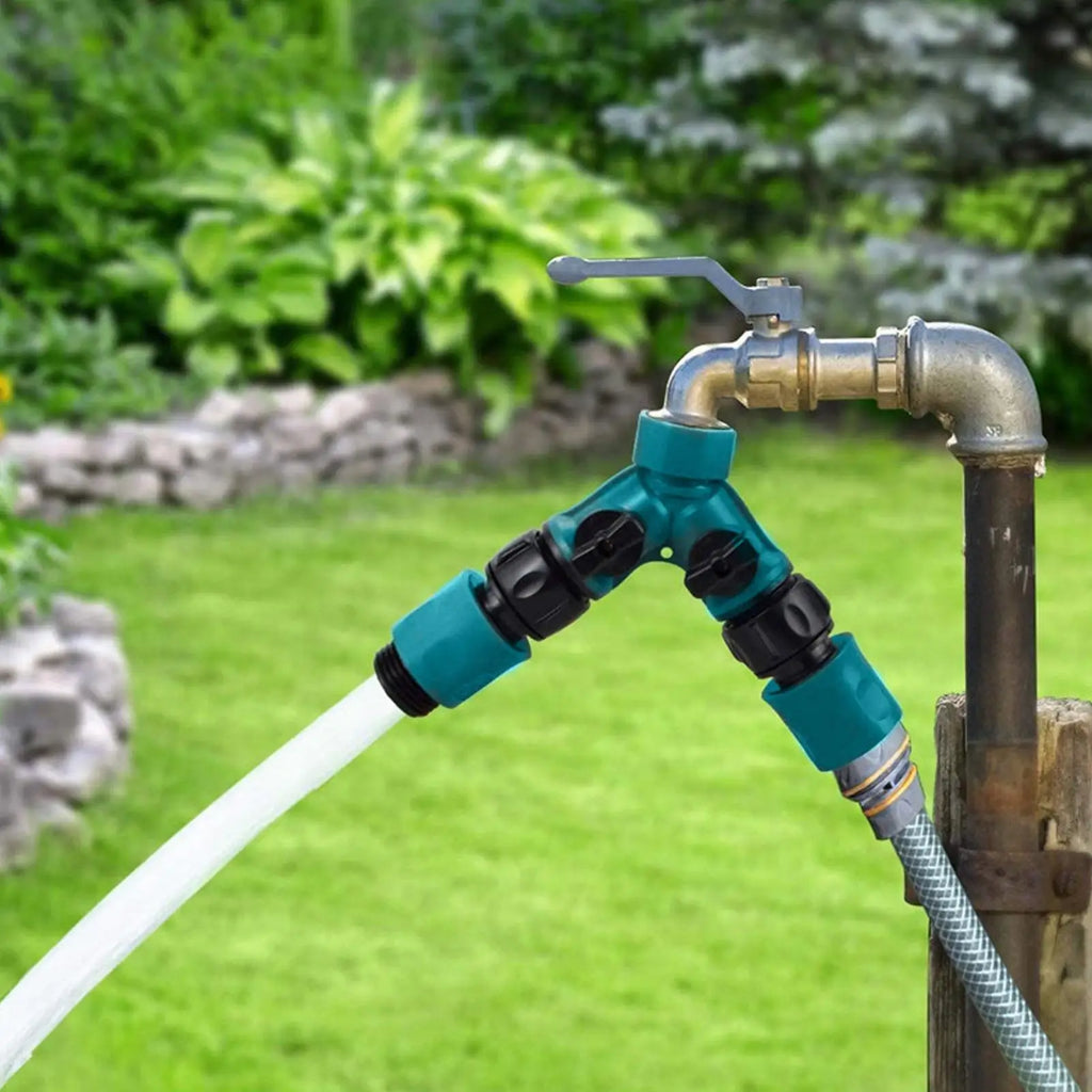 2 Way Garden Hose Splitter Connector Faucet Watering Shut Off