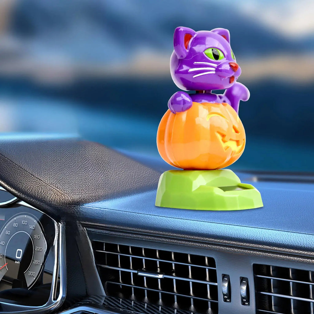 Solar Dancing Dolls Powered Shaking Head Pumpkin Cat Car Ornament