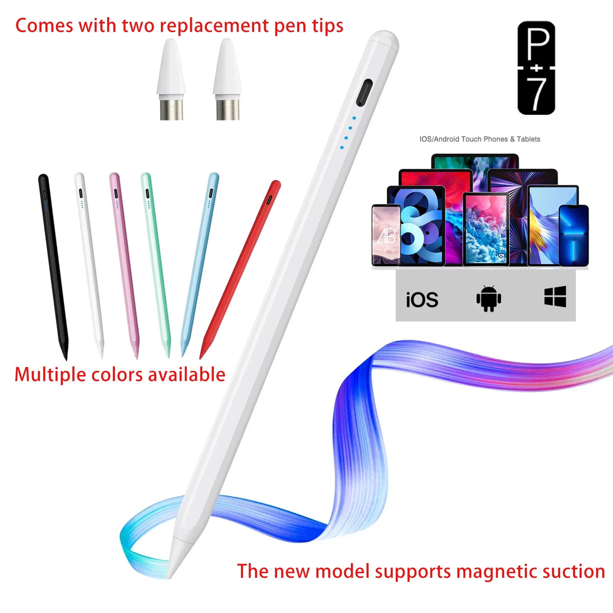P+7 Universal Active Stylus Pen – iPad, Android & iOS Touch Pen