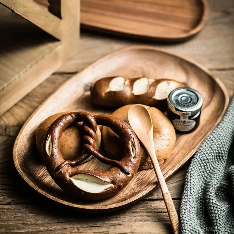 KEMORELA Solid Wood Oval Serving Plate – Sushi, Fruit & Tea Tray