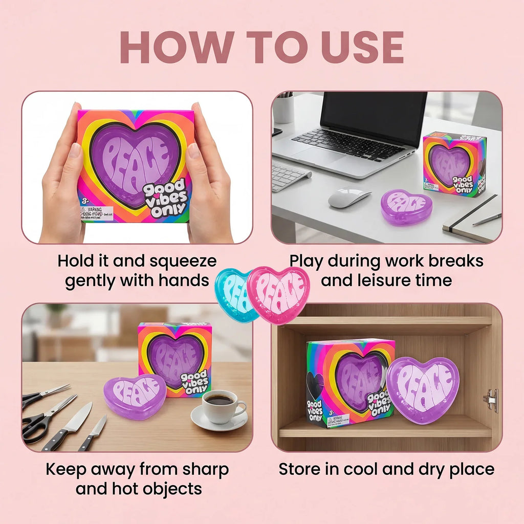 Squishy Heart Fidget Toy | Soft Slow Rising Sensory Squeeze Ball