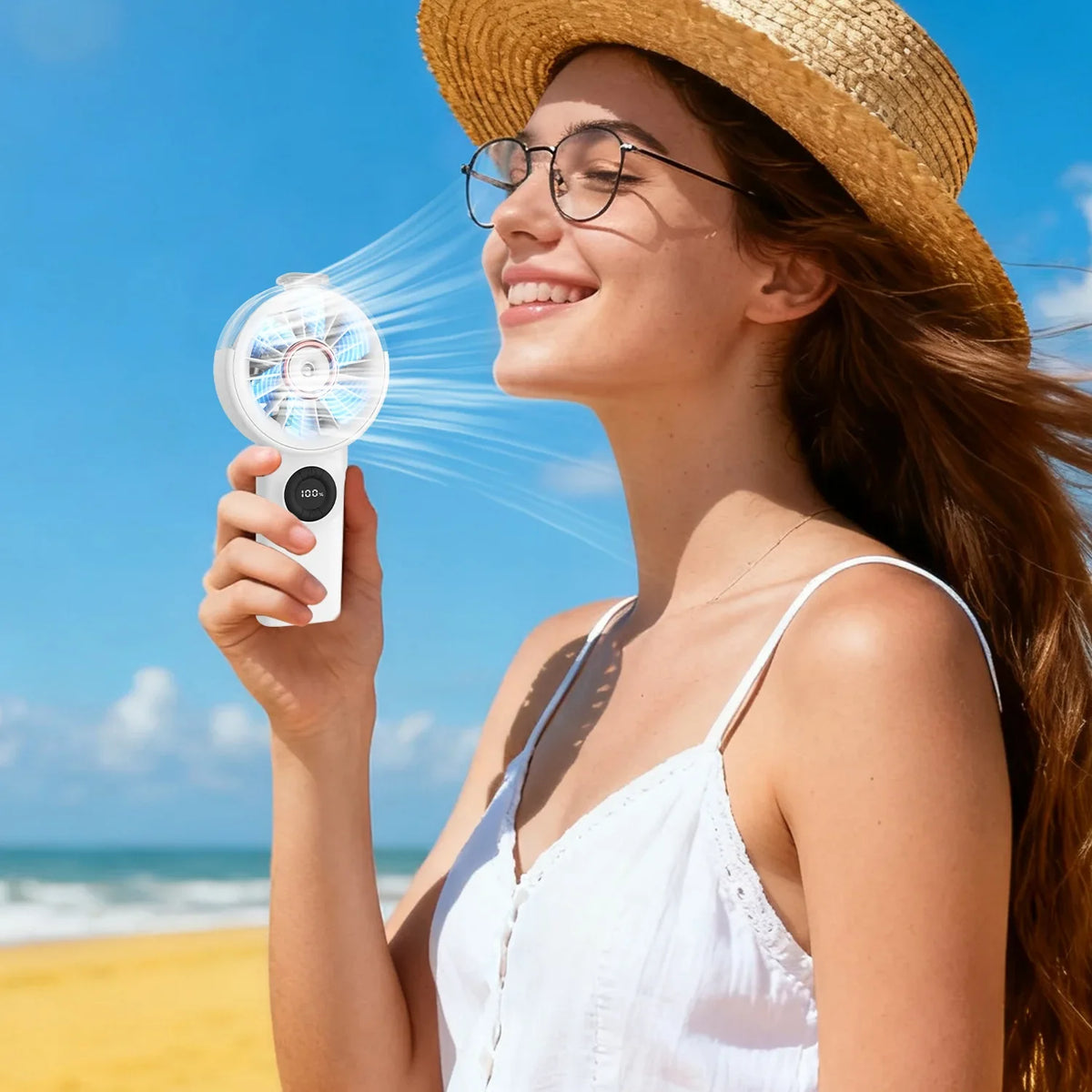 Portable Mist Fan with Humidifier & Reverse Charging | Desktop