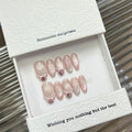 Handmade Sweet Bow Press-On Nails – Cat Eye French Almond | 10pcs