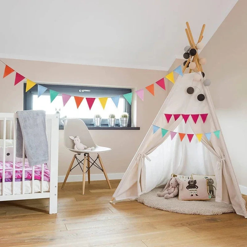 Colourful Linen Pennant Bunting Banner 4m | Party Garland