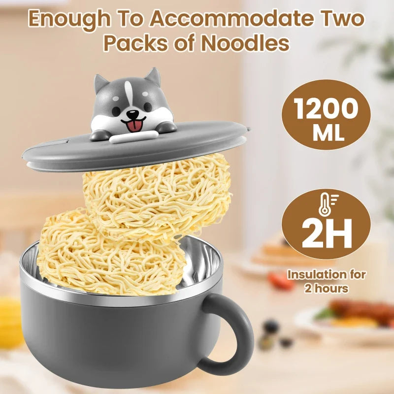 Ramen Bowl Lid Stainless Steel Instant Noodle Cooker Fruit Salad Rice