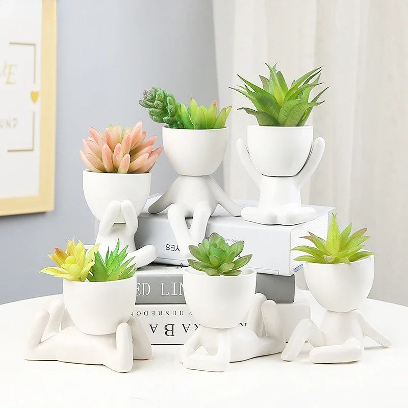 Creative Cute Imitation Humanoid Ceramic Flower Pot Succulent Planter