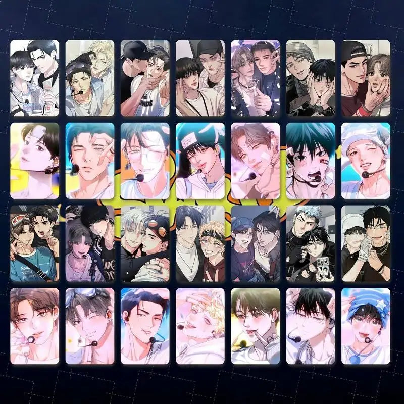 Korean BL Manhwa Photo Cards Anime Couple Character Laser LOMO Comic