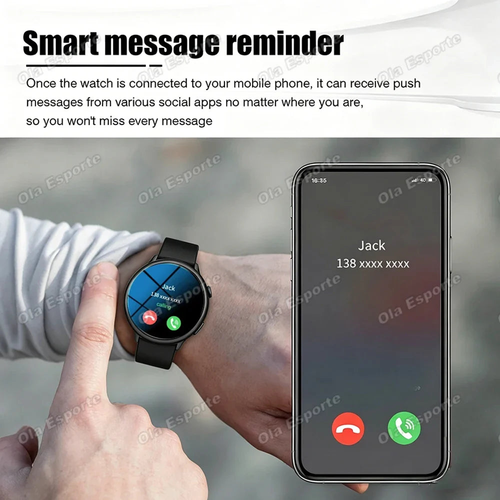 Smart Watch Men AMOLED Screen Heart Rate AI Voice Assistant GPS Track