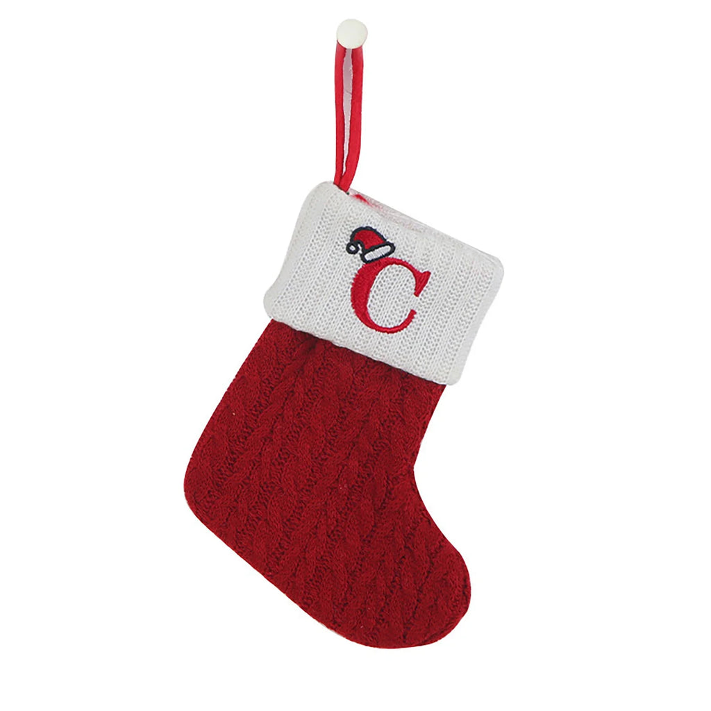 Personalized Knitted Christmas Stocking | Monogram Initial