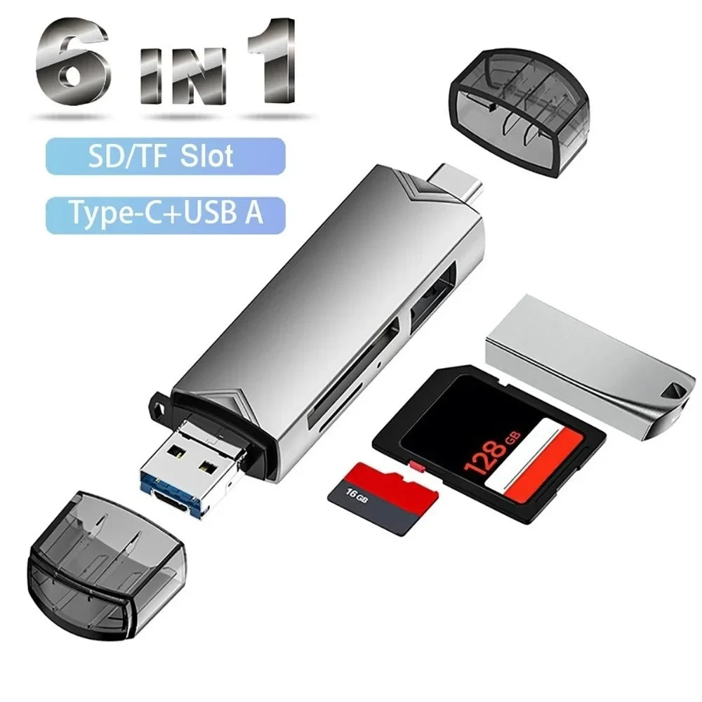 6-in-1 USB-C OTG Card Reader USB 3.0 | SD TF Micro Adapter