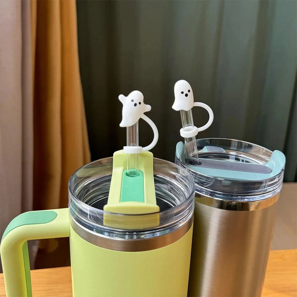 Cute Ghost Straw Covers Cap Compatible Stanley Cup 30 Reusable
