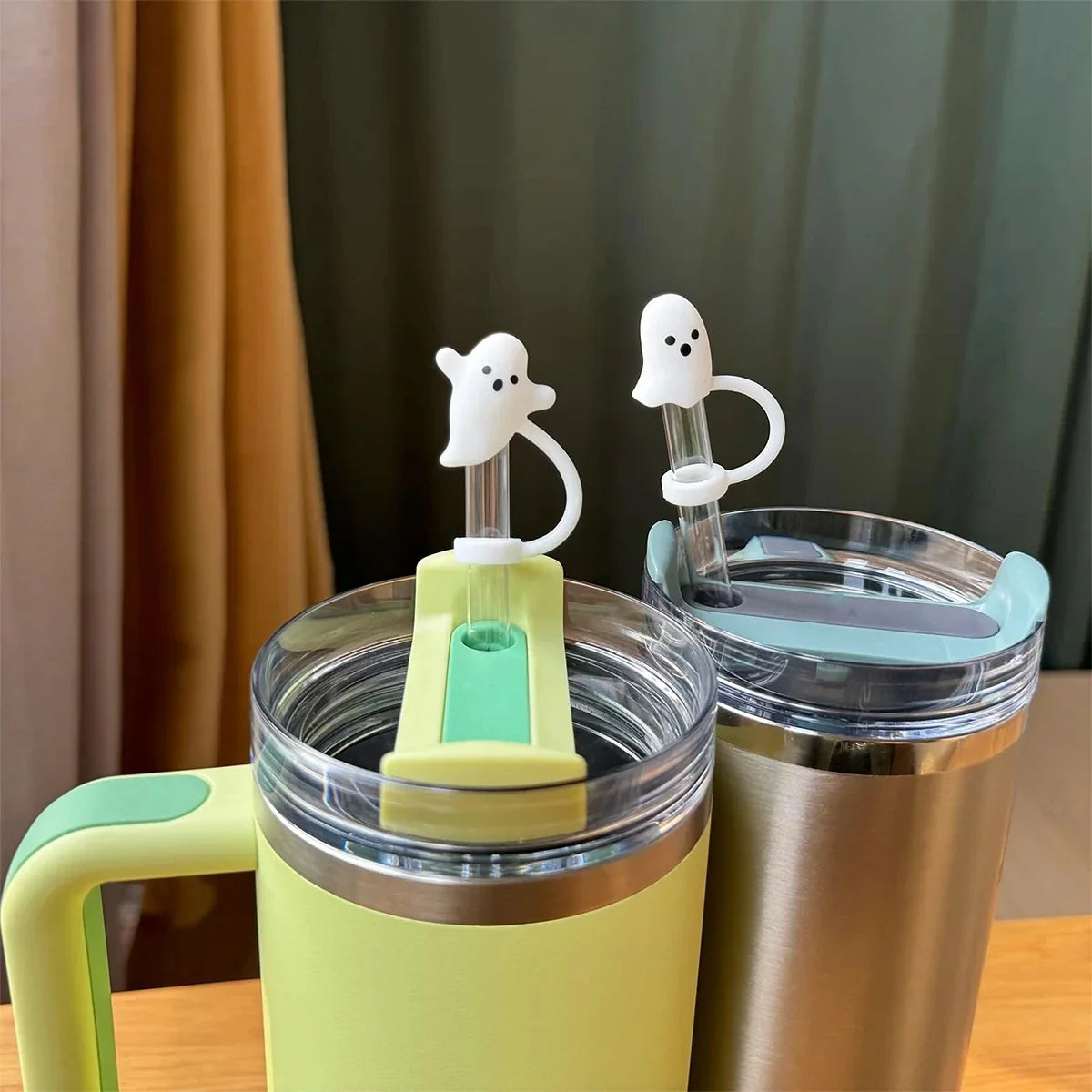 Ghost Silicone Straw Topper Caps for Stanley 30 & 40 oz Cups