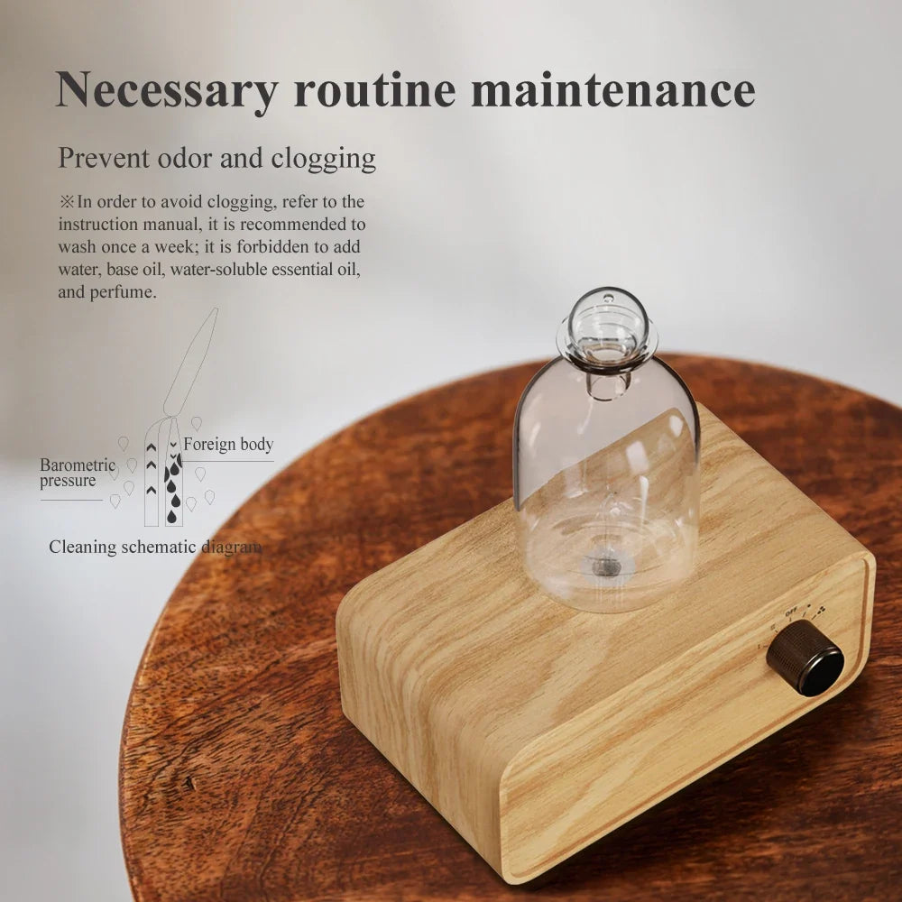 Waterless Essential Oil Diffuser | Wood & Glass Scent Machine