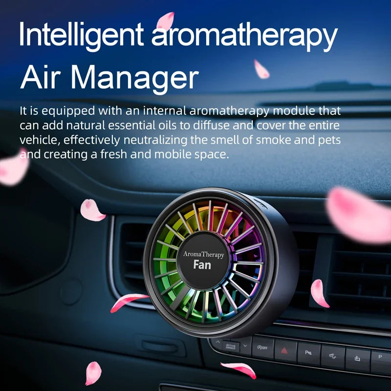 Lenovo 2-in-1 Car Vent Fan & Aroma Diffuser | RGB Light