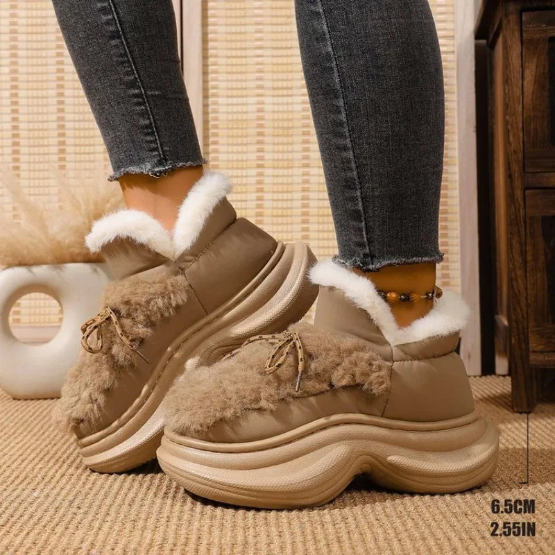 Women's Plush Ankle Boots – Thick Platform Winter Fur Boots