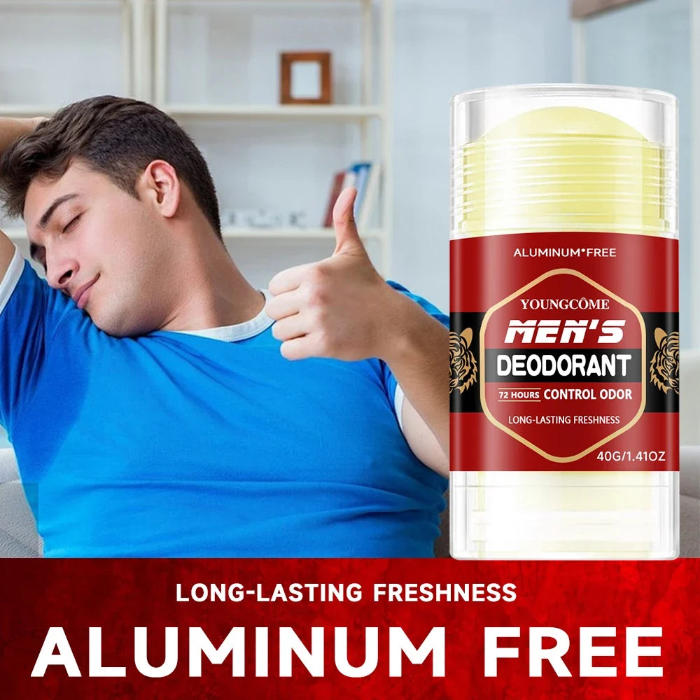 YOUNGCOME Men's Deodorant Stick – Aluminum-Free 72Hr Odor Control