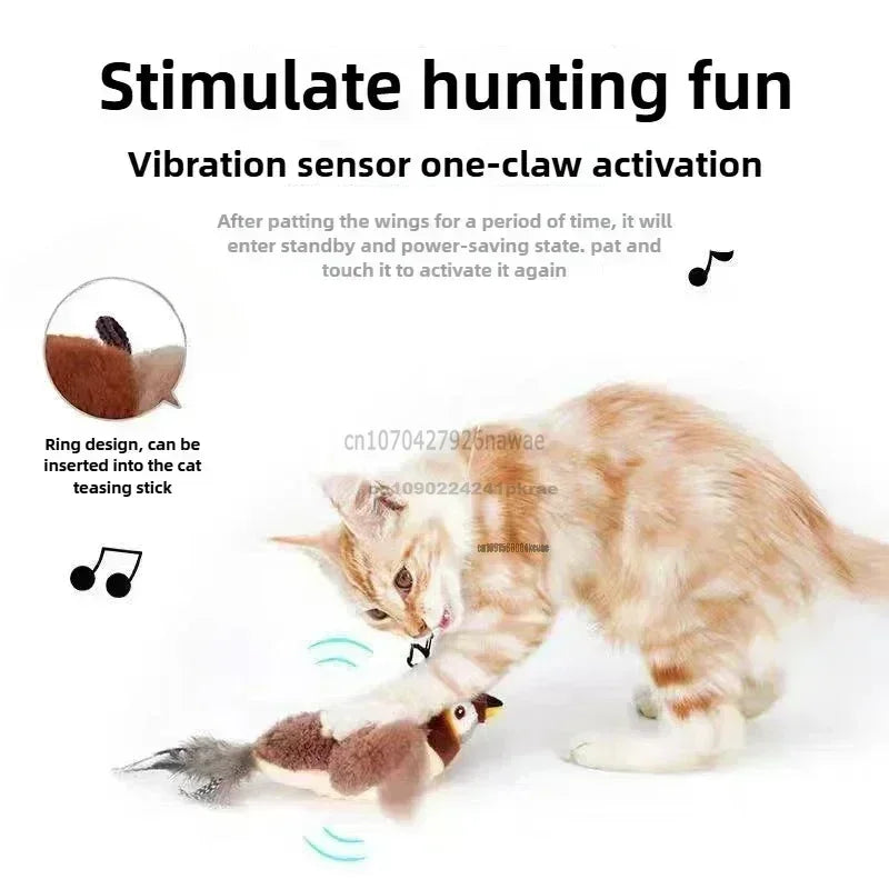 Interactive Electric Flapping Bird Cat Toy with Catnip & Chirping