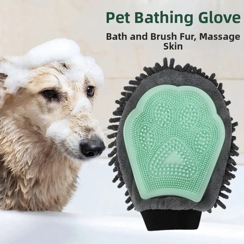 Double-Sided Pet Bath Massage Deshedding Glove for Dogs & Cats