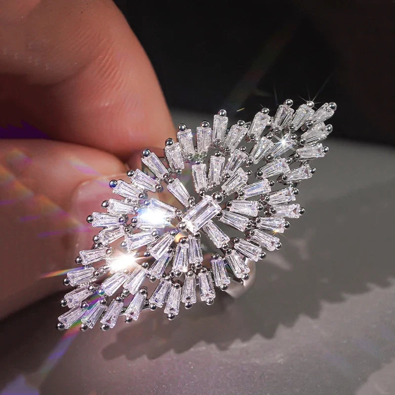Huitan Hollow Marquise CZ Ring – Women's Wedding Band
