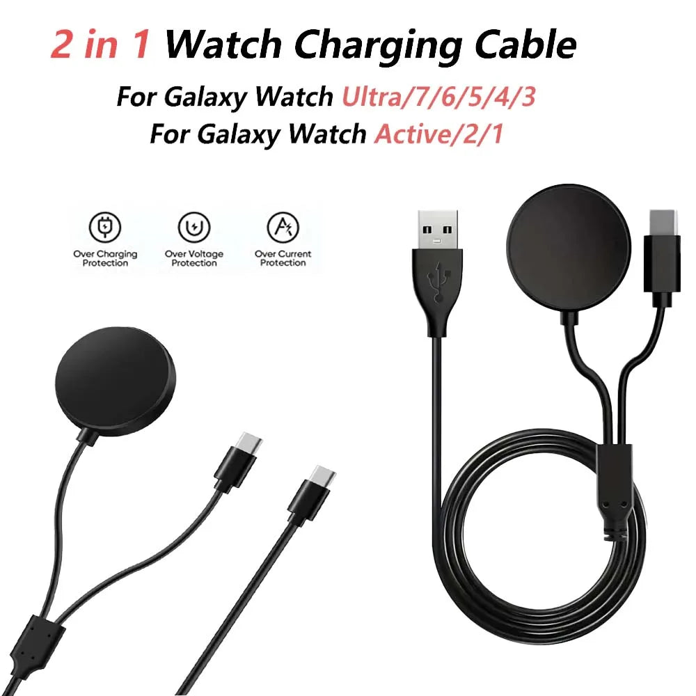 2-in-1 USB-C Charger for Samsung Galaxy Watch 7/6/5 & Phone