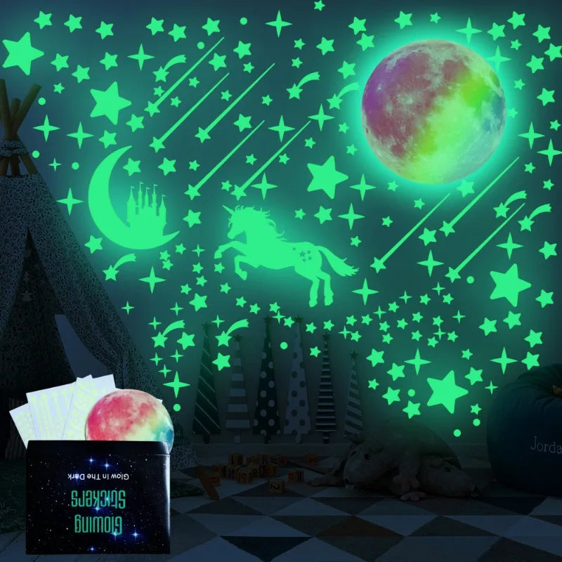 Glow in the Dark Unicorn Wall Sticker | 20cm Kids Room Decal