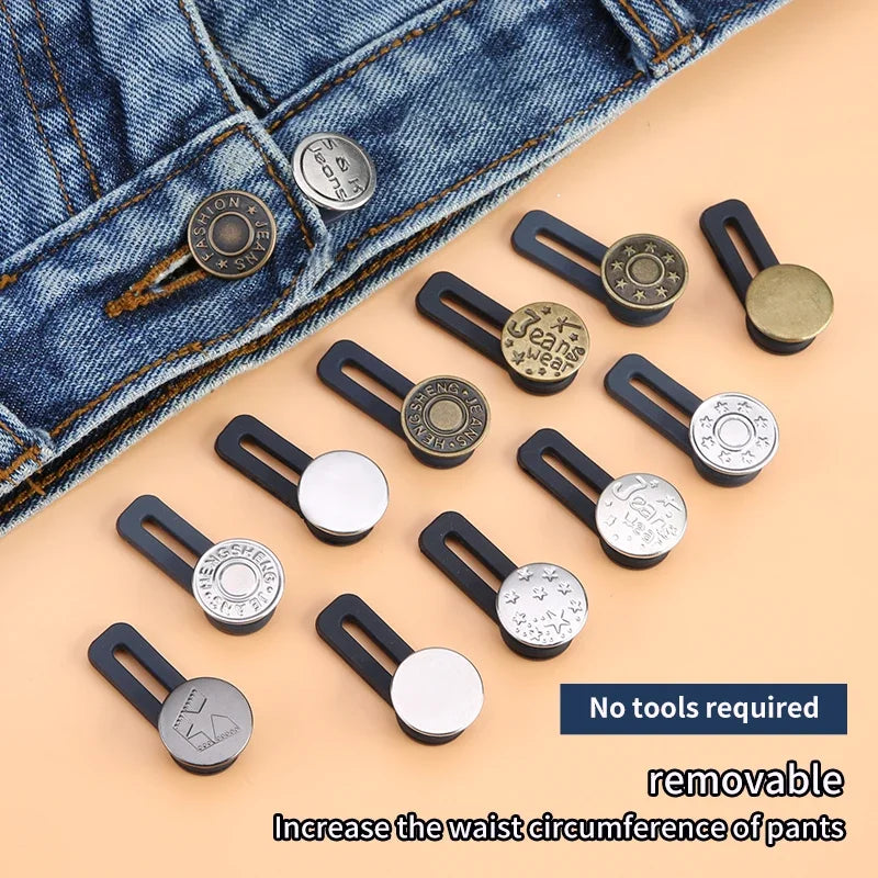 Metal Jeans Button Extenders – No-Sew Waist Buckle Kit 5/10 Pcs
