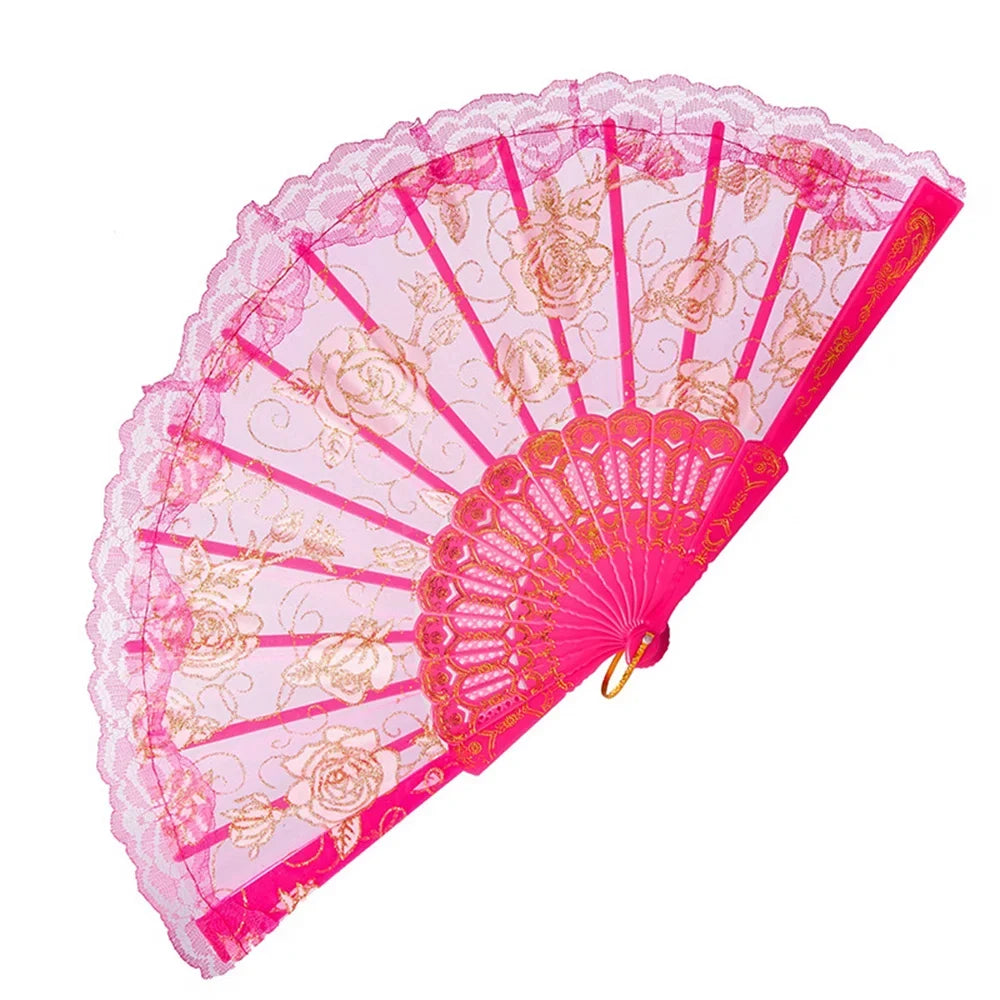 23 Colors Lace Cloth Spanish Fabric Silk Folding Hand Held Dance Fan