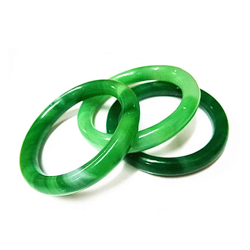 Imitation Jade Glass Bracelet – Green Vintage Bangle for Women