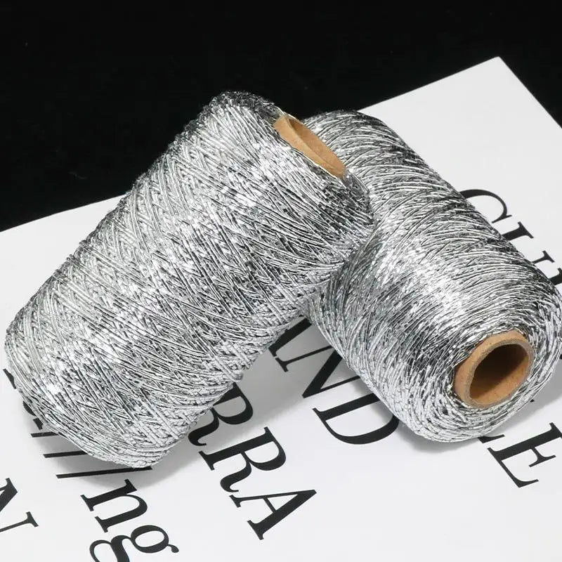 200M Silver Silk Yarn – Shiny Crochet & Knitting Thread Roll