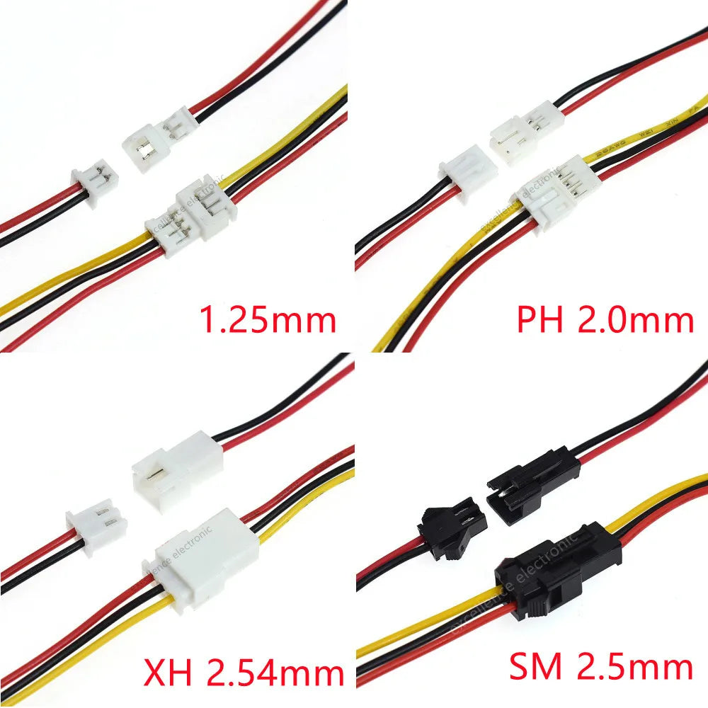 5Pair Pitch Mini JST PH XH SM Male Female Plug Socket Terminal Wires