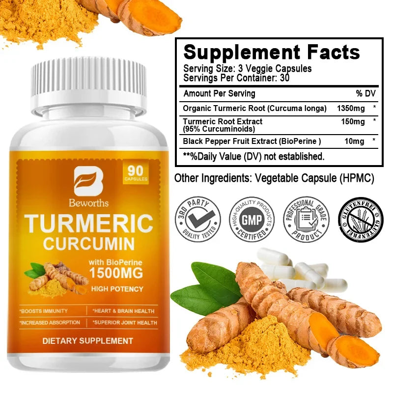 BEWORTHS Turmeric & Black Pepper Capsules 90ct | Curcumin
