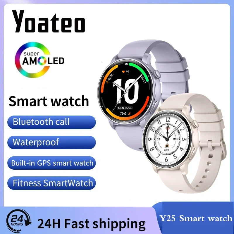 Yoateo Women's GPS Smart Watch AMOLED 3ATM BT Call Fitness