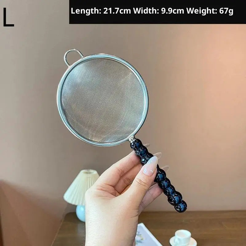 Tea Strainer with Pearl Ceramic Handle – Fine Mesh Sieve