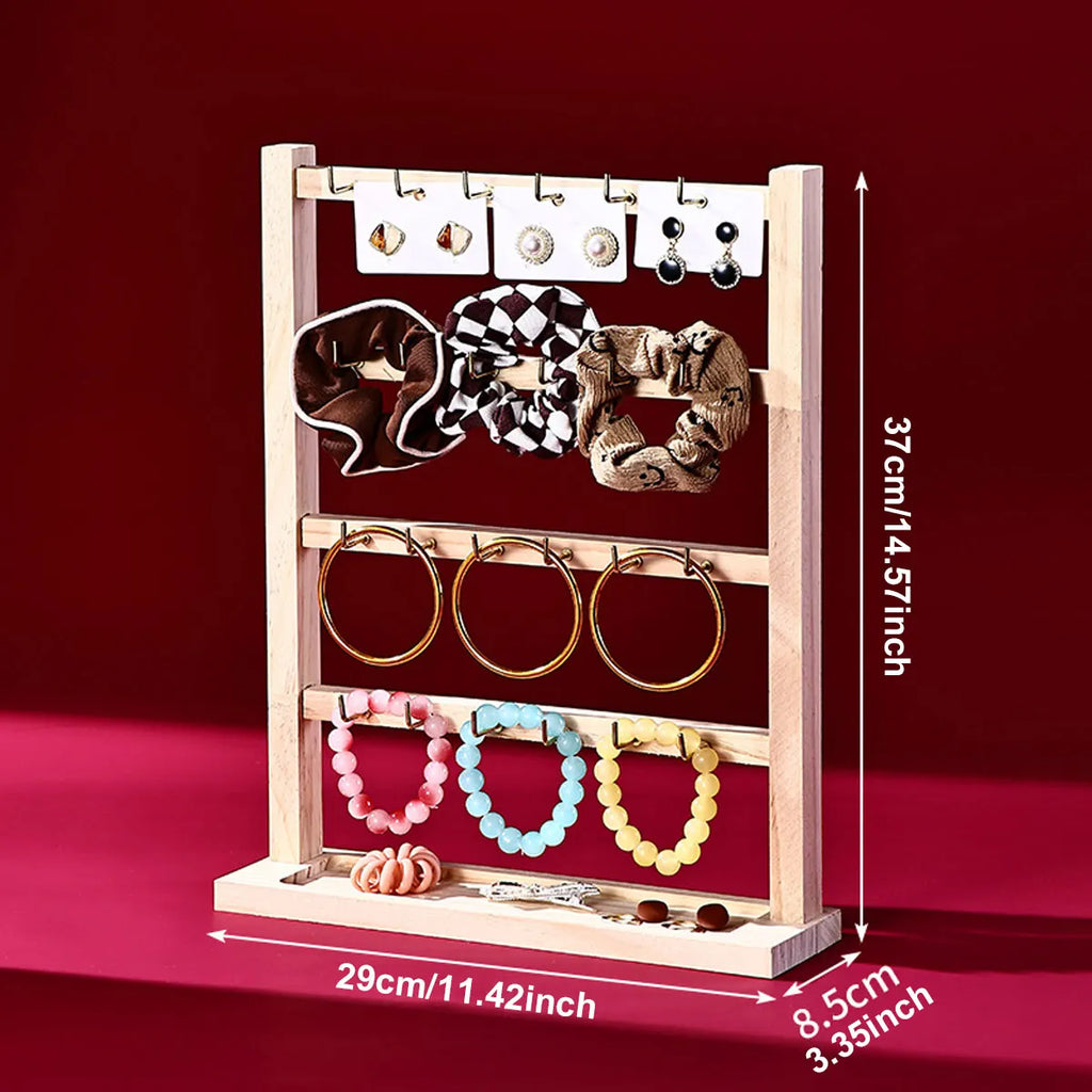 Wooden Bracelet Rack Earring Storage Store Jewelry Display Collection