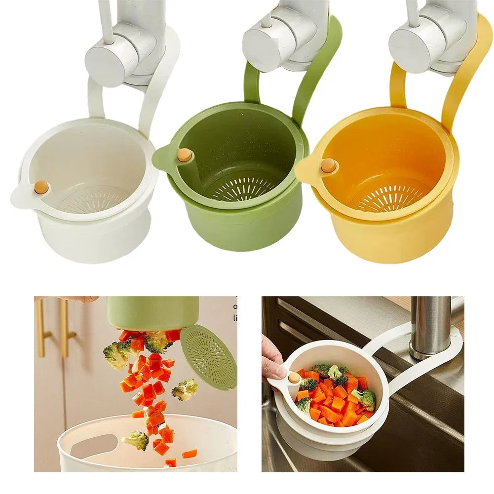 Sink Hanging Strainer Basket – Snap-On Faucet Drain Organizer