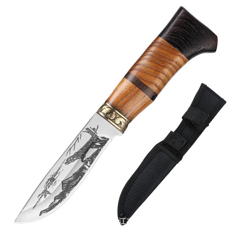 Etched Boning Knife – Copper & Zebrawood Handle | Stainless Steel