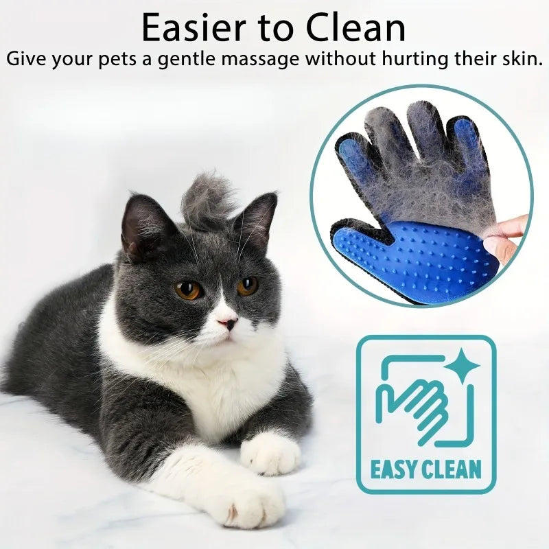 2-in-1 Pet Grooming Gloves | Silicone Deshedding for Dogs & Cats
