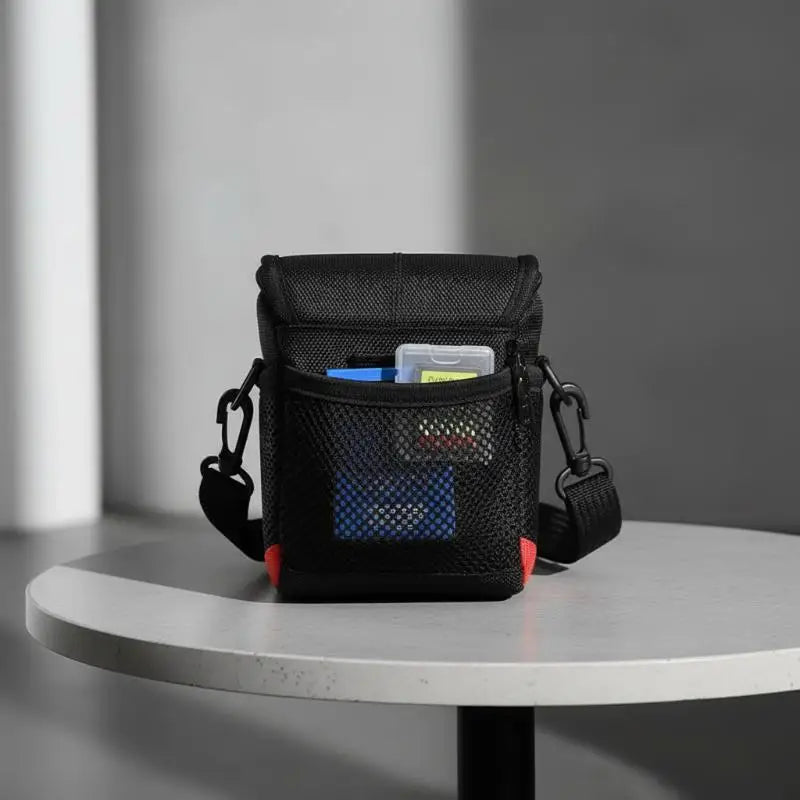 Waterproof Nylon Mini Camera Bag – Black Shoulder Backpack
