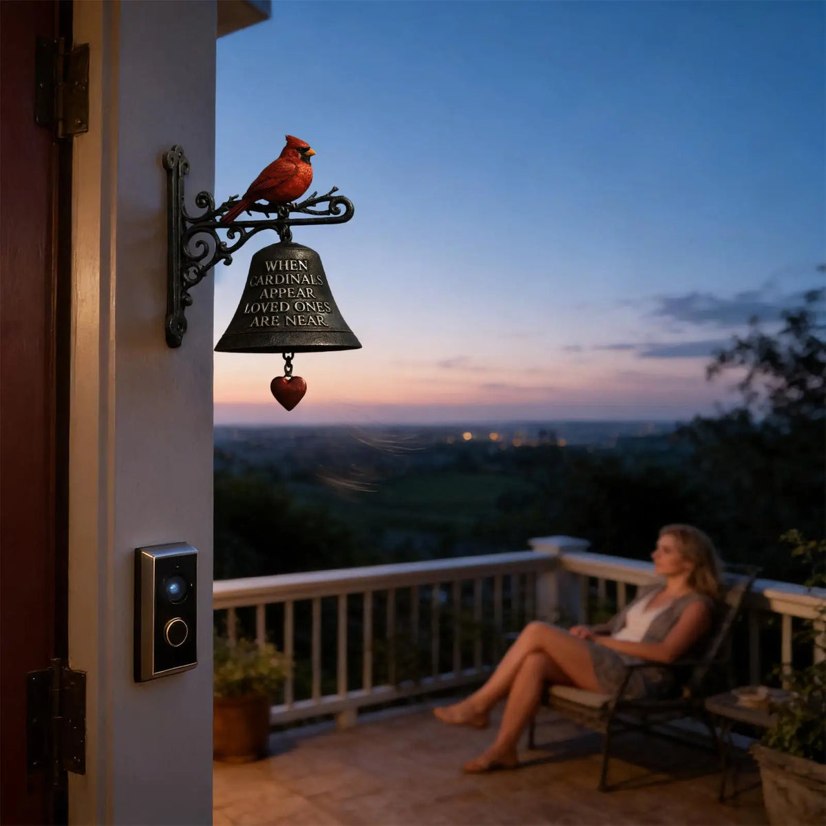 Red Bird Outdoor Dinner Bell – Farmhouse Garden Decor